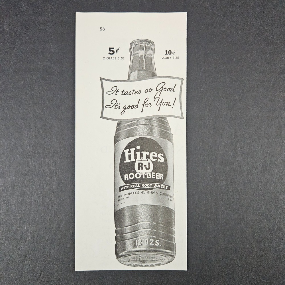 1938 Charles E Hires RJ Root Beer Drink Vintage Print Ad Philadelphia PA Bottle